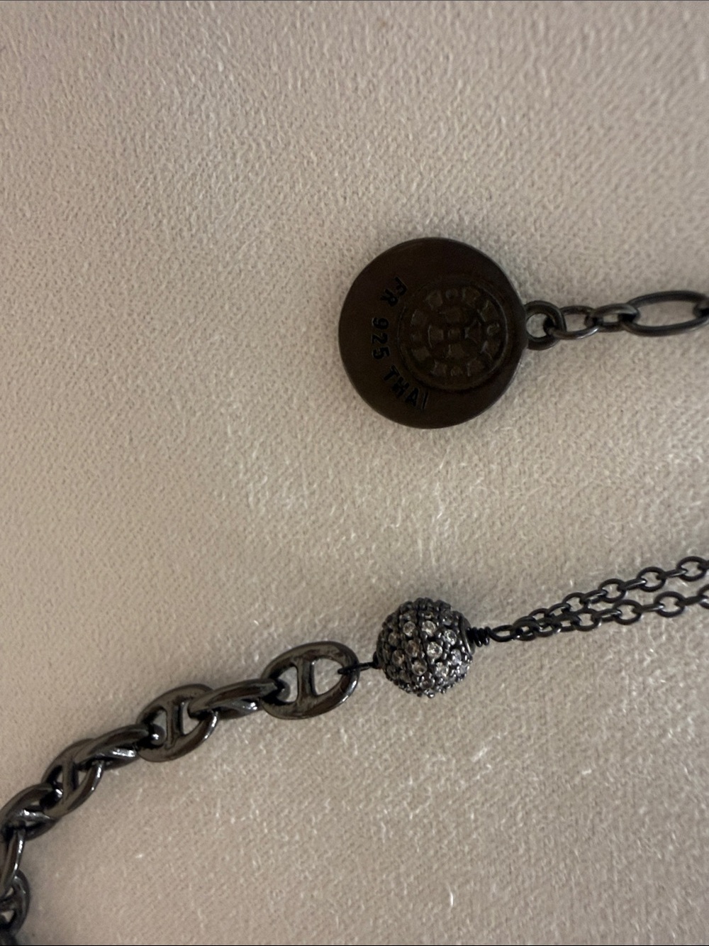 Gunmetal Crystal Bead Long Necklace - Women Jewelry - Picture 2 of 2